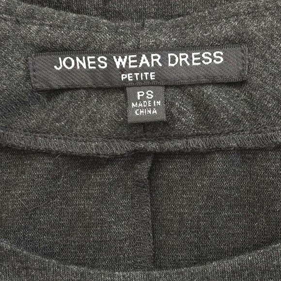 Jones‎ Wear Knit Short Sleeve Pleated Shift Dress - Charcoal - Size Petite S - Picture 6 of 9
